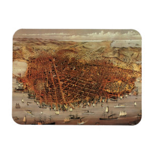 Antike Luftkarte von San Francisco, Kalifornien Magnet