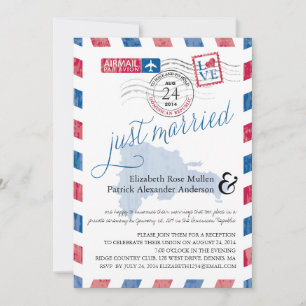 Antike Luftpost Gerade Verheiratet Post Hochzeitse Einladung