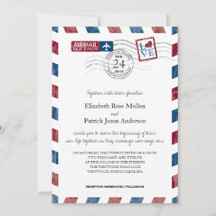 Antike Luftpost-Hochzeits-Einladung Einladung