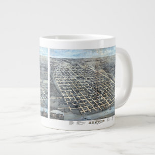 Antike Luftstadtkarte von Austin, Texas aus dem Ja Jumbo-Tasse