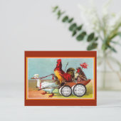 Antike lustige Hühner Entenspuelwolle Postkarte (Stehend Vorderseite)