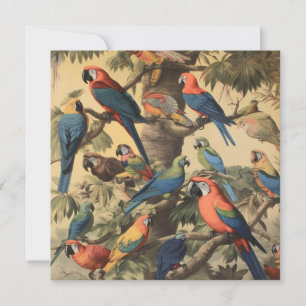 Antike Macaw-Dschungel-Botanik-Kunstkarte