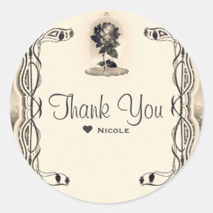 Antike Magische Verzauberte Rose Hochzeitsfeier Runder Aufkleber