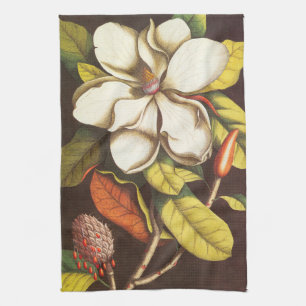 Antike Magnolienblüten Pflanze mit Samen Geschirrtuch