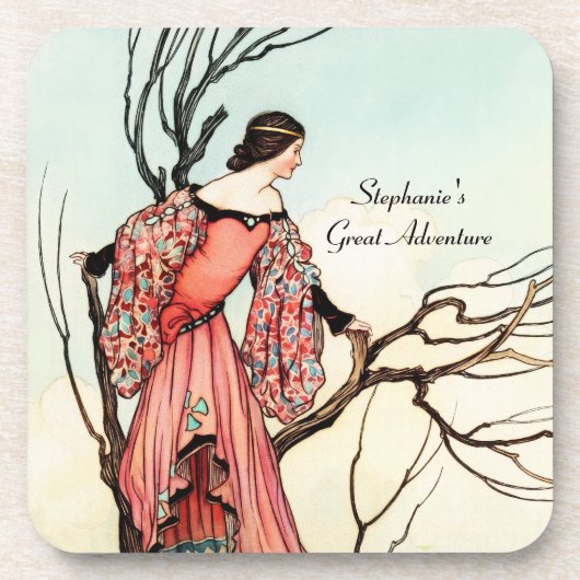 Antike Märchenprinzessin Fantasie-Geschichtenbuch Getränkeuntersetzer (Vorderseite)