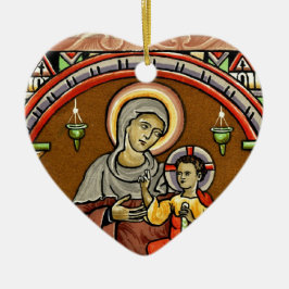 Antike Mary- und Jesus-Druck-Weihnachtsdekoration Keramik Ornament