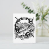 Antike Masonic Symbol Kalligrafie Letter C Postkarte (Stehend Vorderseite)