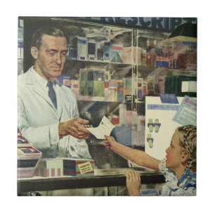 Antike Medizin, Apotheker und Mädchen in der Apoth Fliese