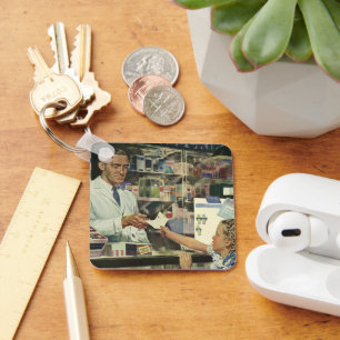 Antike Medizin, Apotheker und Mädchen in der Apoth Schlüsselanhänger