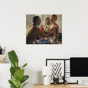 Antike Medizin, Arzt mit Junge und Mutter Poster