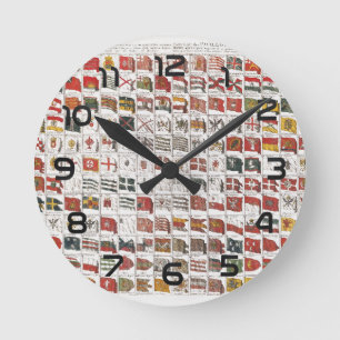 Antike Meeresflaggen der Welt Poster Runde Wanduhr