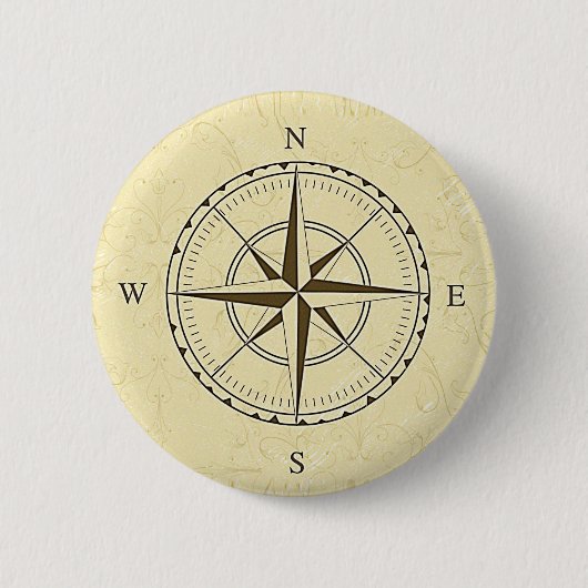 Antike Meereskompassrose Elfenbein Button (Vorderseite)