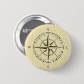 Antike Meereskompassrose Elfenbein Button (Vorne & Hinten)