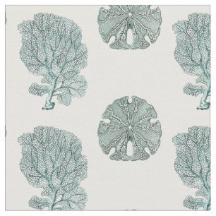 Antike Meereskoralle und Sand Dollar Illustration Stoff