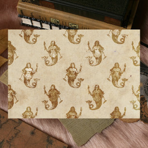 Antike Meerjungfrau Decoupage Seidenpapier Vintage