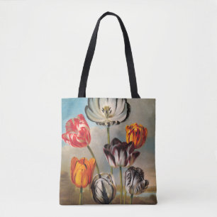 Antike mehrfarbige Tulpenblumen in einer Landschaf Tasche