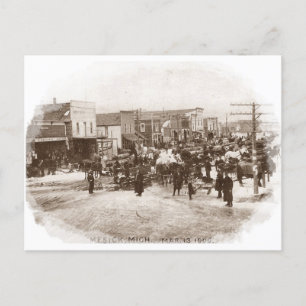 Antike Mesick Mich MI Street View - 1909 Feiertagspostkarte