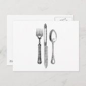 Antike Messergabel und Löffelkombination Dekoratio Postkarte (Vorne/Hinten)