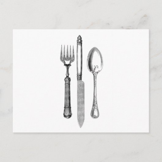 Antike Messergabel und Löffelkombination Dekoratio Postkarte (Vorderseite)