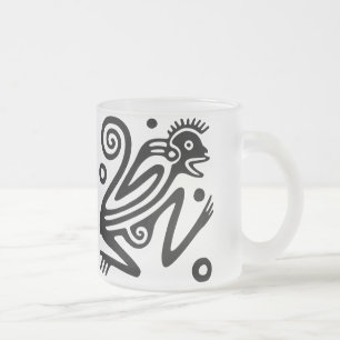 Antike mexikanische Motif-Mattierte Tasse aus Glas