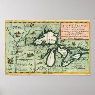 Antike Michigan-Regionskarte Poster