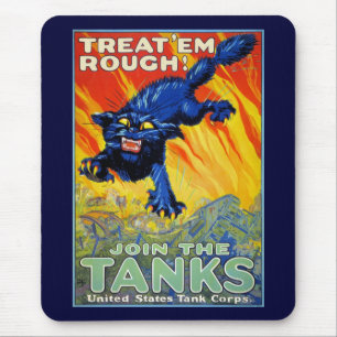 Antike Militärwerbung mit einer Wildkatze Mousepad