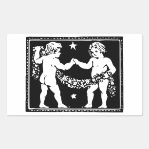 Antike mittelalterliche Renaissance-Zodiak Zwillin Rechteckiger Aufkleber