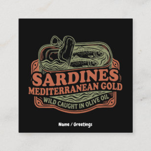 Antike Mittelmeer-Sardinen-Dose Retro-Seacuterie Quadratische Visitenkarte