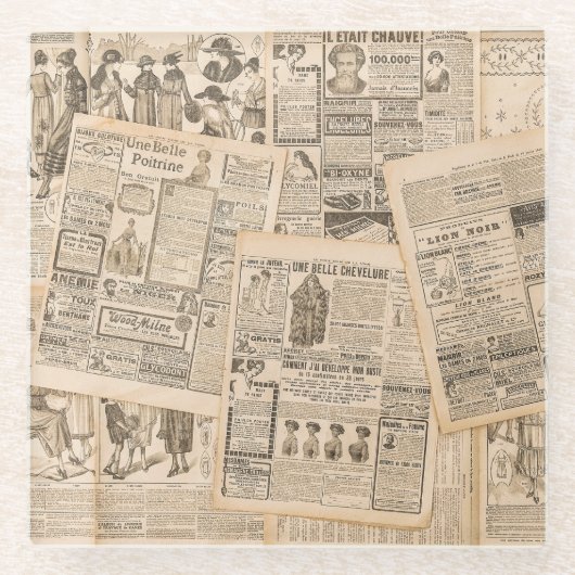 Antike Mode: Werbeseiten in Zeitungen Glasuntersetzer (Vorderseite)