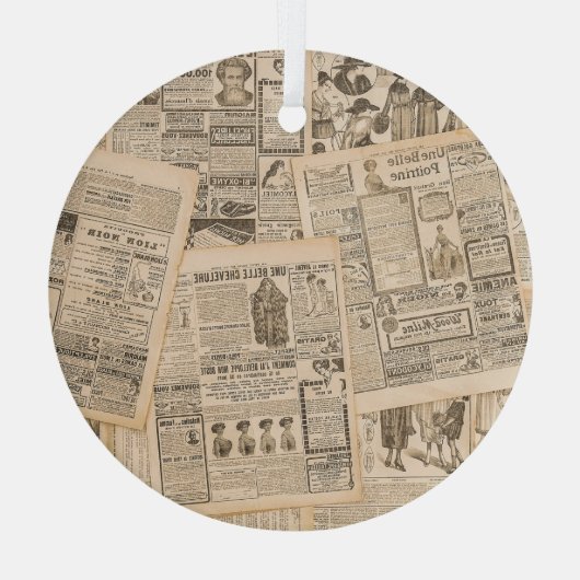 Antike Mode: Werbeseiten in Zeitungen Ornament Aus Glas (Rückseite)