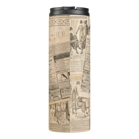 Antike Mode: Werbeseiten in Zeitungen Thermosbecher (Rückseite)