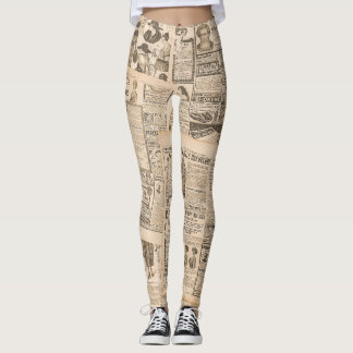 Antike Mode: Zeitungs-Werbeannoncen-Seiten Leggings