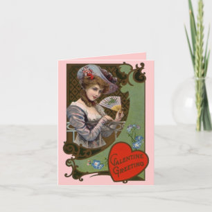 Antike modische viktorianische Valentinstagskarte Feiertagskarte