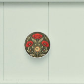 Antike Mohnblumen Gold Rot Jugendstil Monogramm Keramikknauf