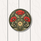 Antike Mohnblumen Gold Rot Jugendstil Monogramm Keramikknauf