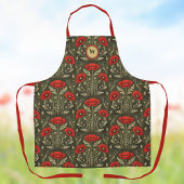Antike Mohnblumen Gold Rot Jugendstil Monogramm Schürze