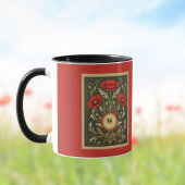 Antike Mohnblumen Gold Rot Jugendstil Monogramm Tasse