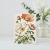 Antike Mohnblumen Postkarte (Stehend Vorderseite)