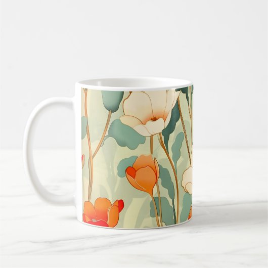 Antike Mohnblüte Kaffeetasse (Links)