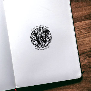 Antike Monogramm-Blumen Aus der Bibliothek Von Gummistempel