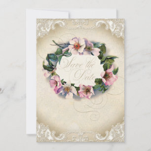 Antike Monogrammspitze Wilde Pinkrose Wirbel Forma Save The Date