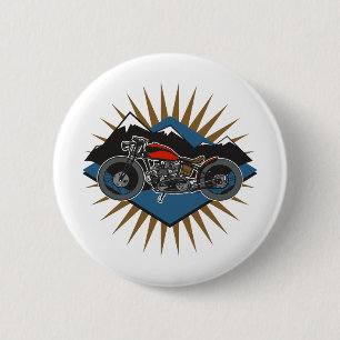 Antike Motorrad Bergszene Button