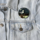Antike Möwe auf Pier, Meeresvögel Tiere Button (Beispiel)