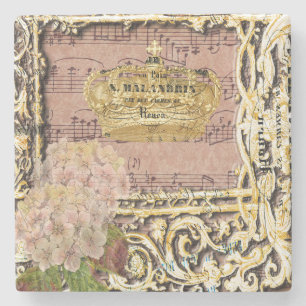Antike Musik Französische Goldkrone Collage Steinuntersetzer