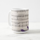 Antike Musik und Lavendel-Stiefmütterchen Blumen Kaffeetasse (Vorderseite Links)