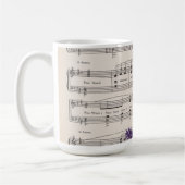 Antike Musik und Lavendel-Stiefmütterchen Blumen Kaffeetasse (Links)