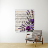 Antike Musik und Lavendel-Stiefmütterchen Blumen Wandteppich (Beispiel)