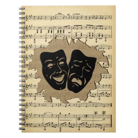 Antike Musik-und Theater-Masken Notizblock (Vorderseite)