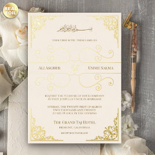 Antike muslimische Hochzeit Gold Ornament Vintage Folieneinladung