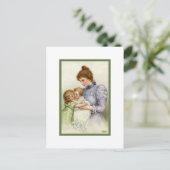 Antike Mutter mit Kindern Postkarte (Stehend Vorderseite)